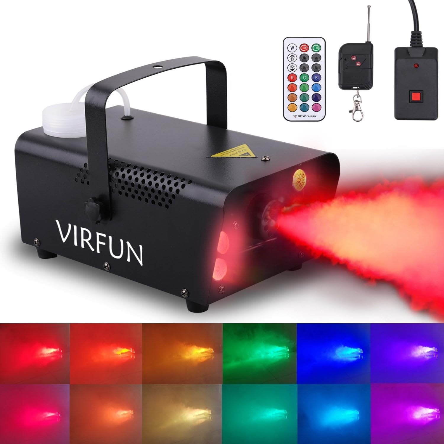 Virfun Fog Machine with 6 LED Lights and 12 Color Effects