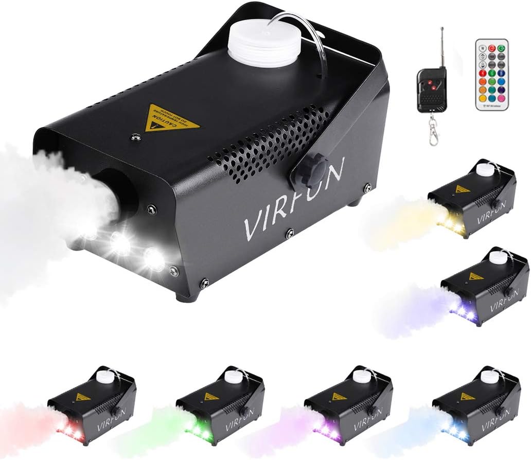 Virfun Fog Machine with 12 Color Effect Lights and 500ml Tank